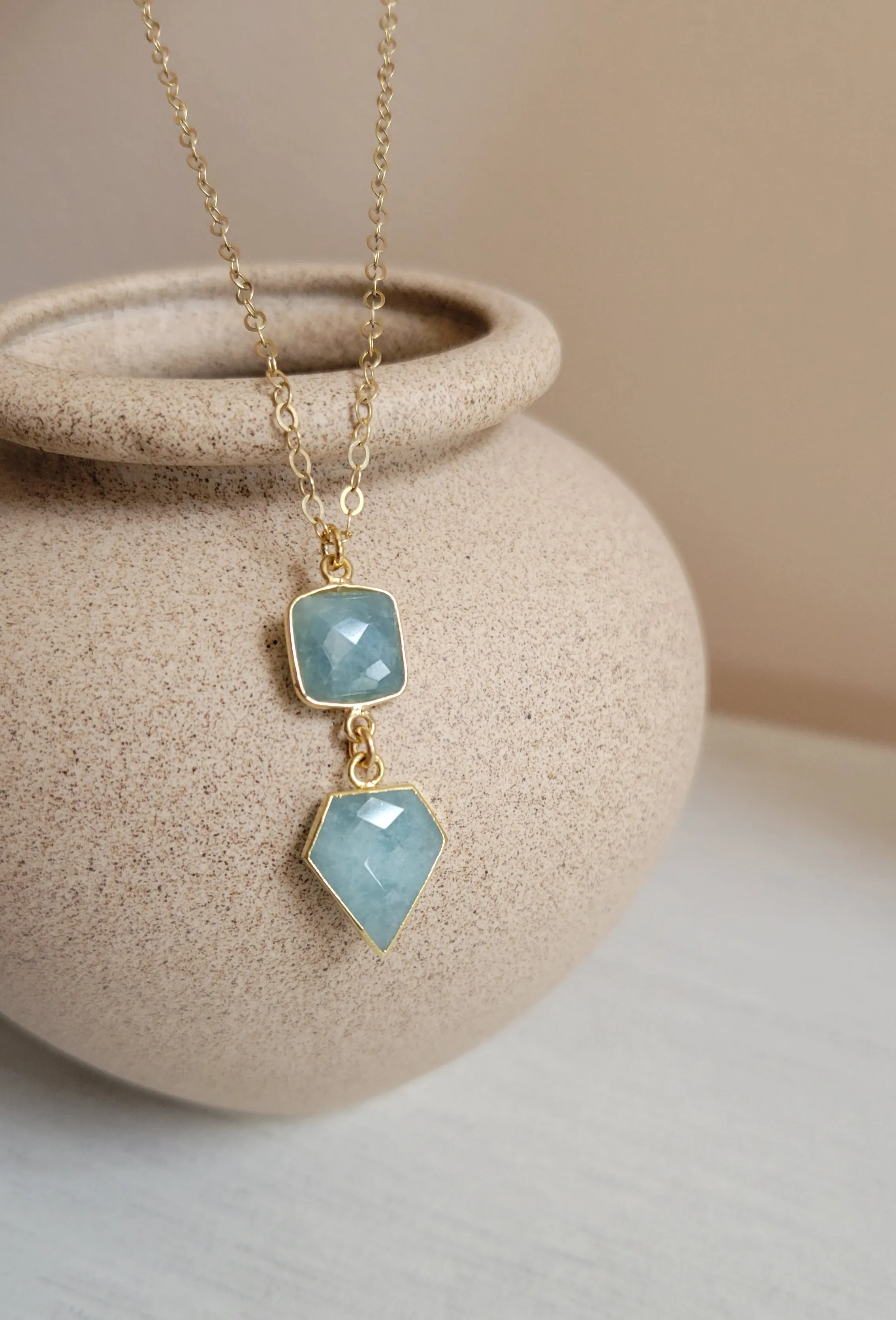 Raw Aquamarine Pendant Necklace, , March Birthstone Crystal