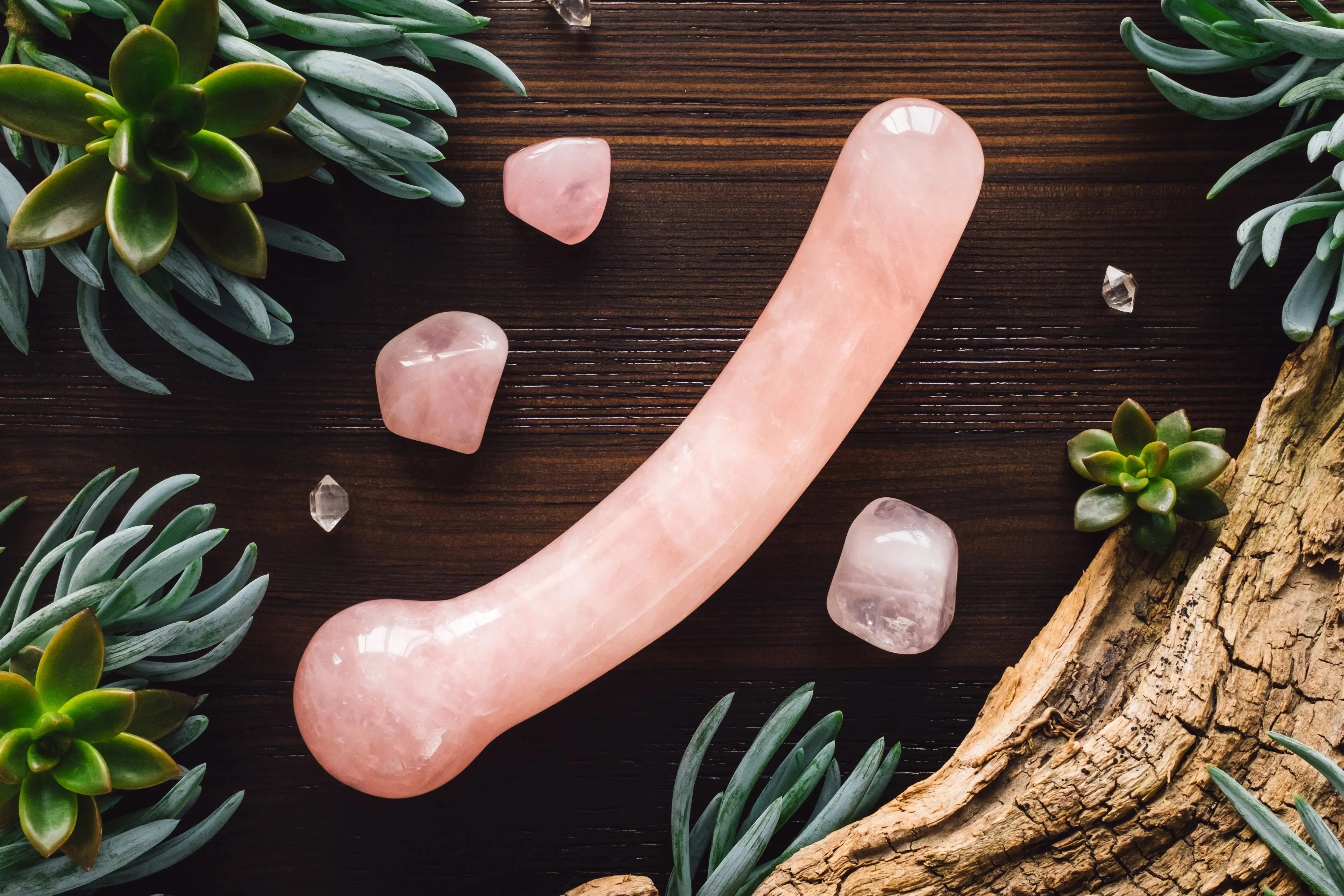 Regular G-Spot Curved Rose Quartz Yoni Wand