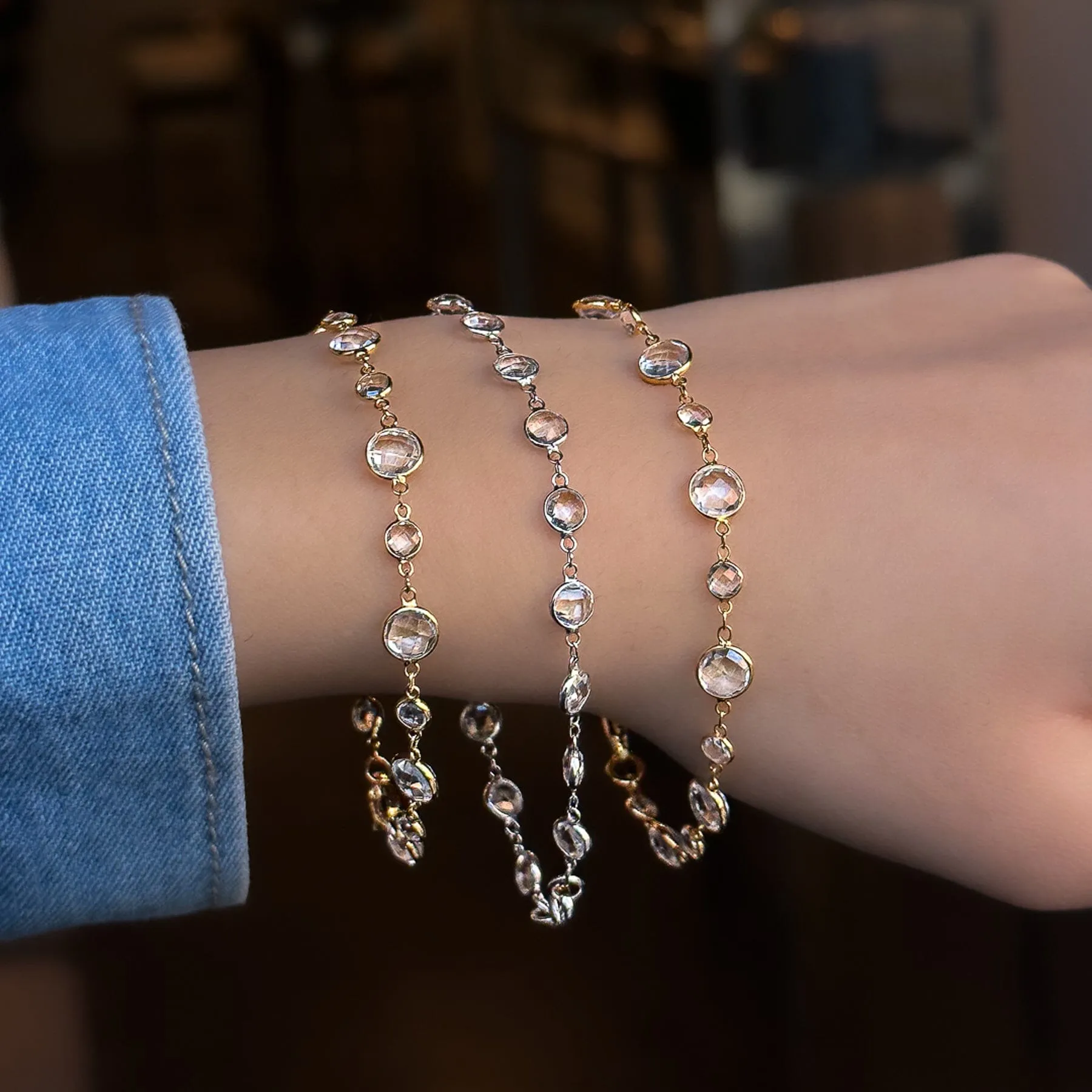 Rose Cut White Topaz Bracelet