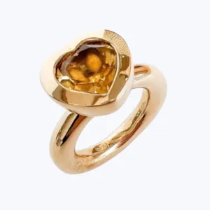Small Bronze Heart Ring with Citrine