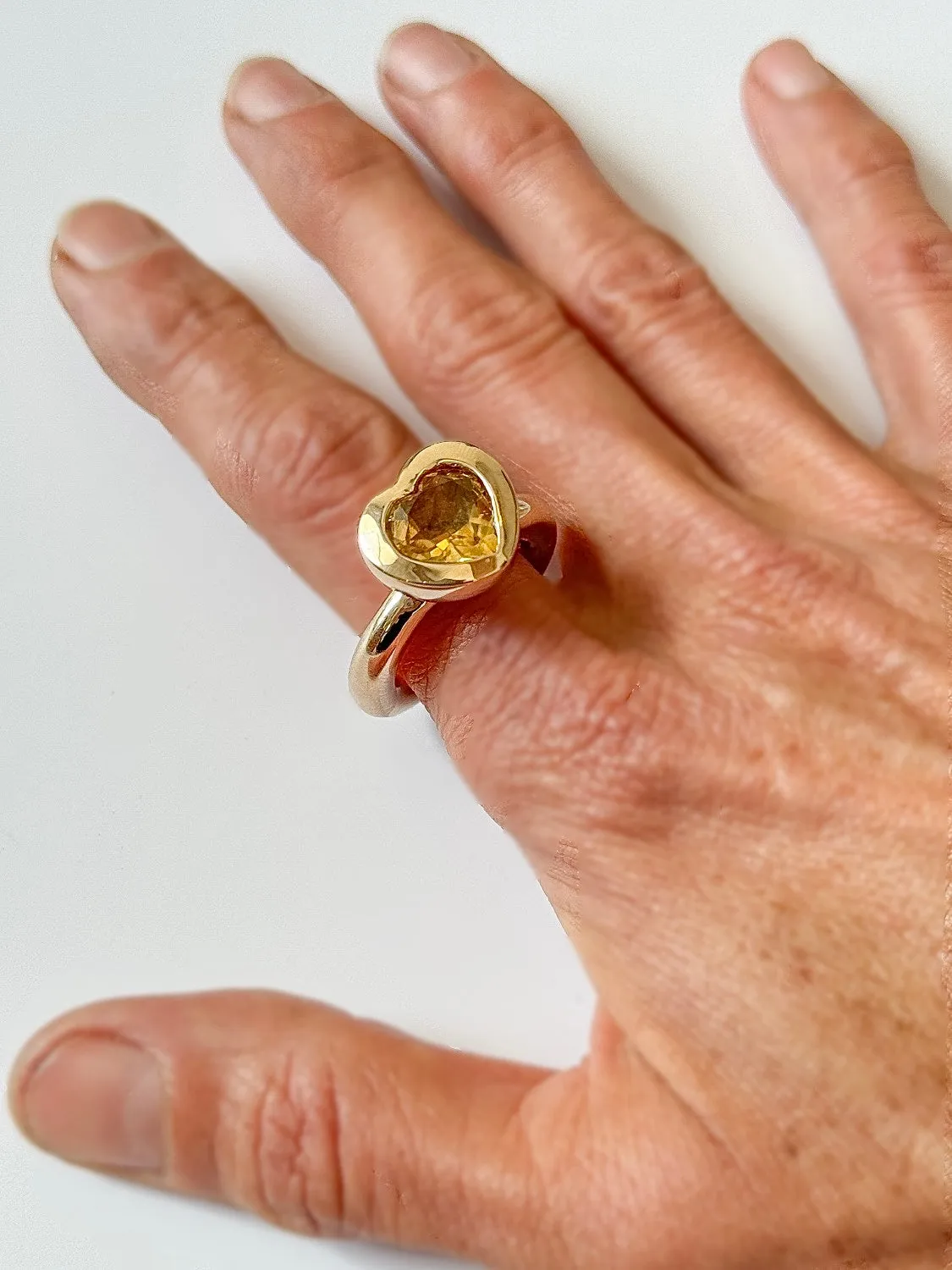 Small Bronze Heart Ring with Citrine