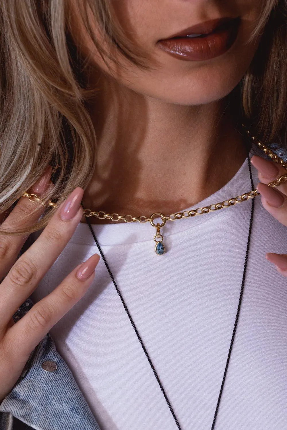 Small Forever And Always A Pair Aquamarine Pear Pendant - Love