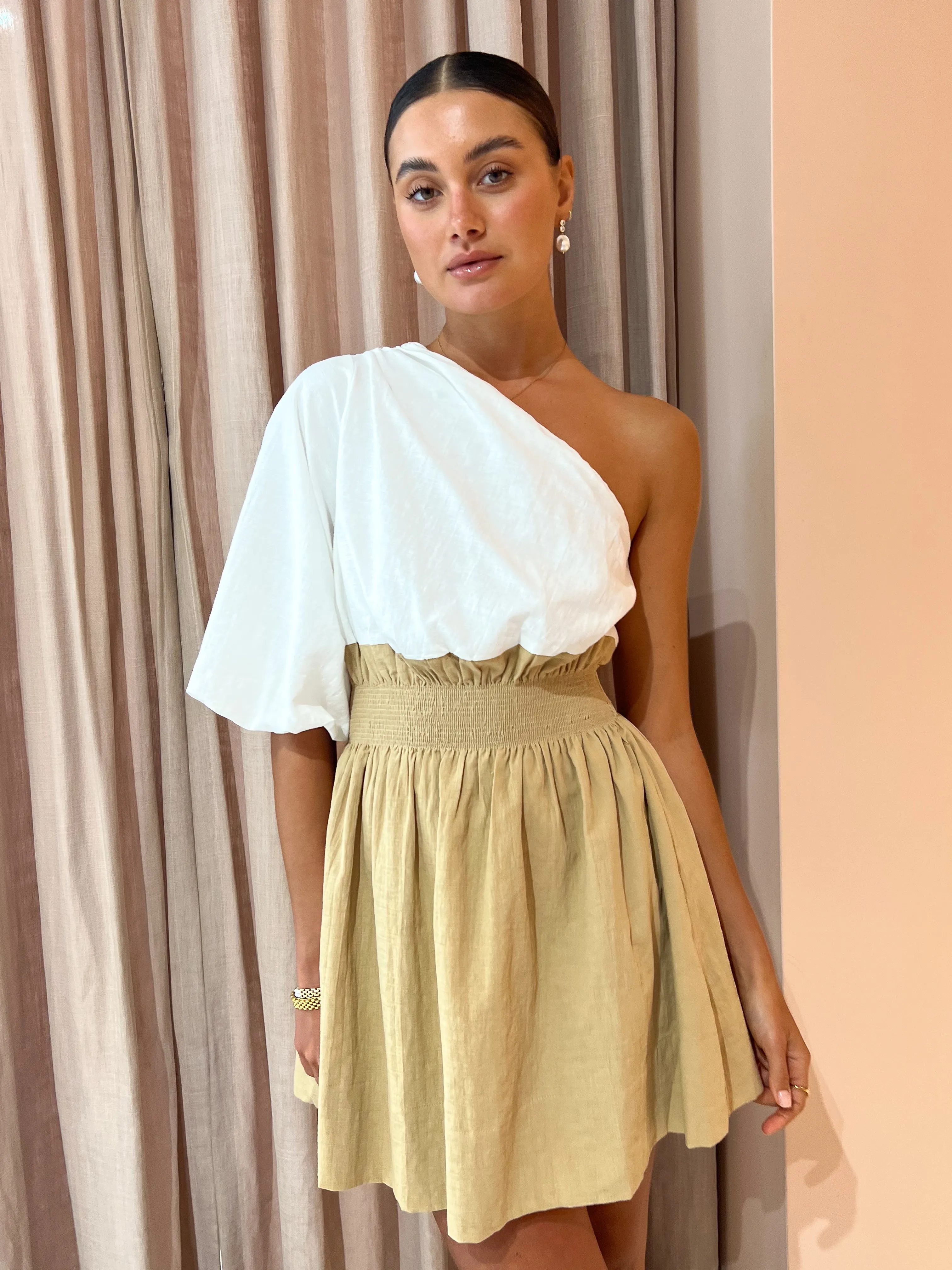 Sovere Reserve Mini Dress in Latte