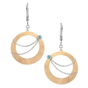 Sterling Silver and 14k Gold Vermail Earrings with Blue Topaz