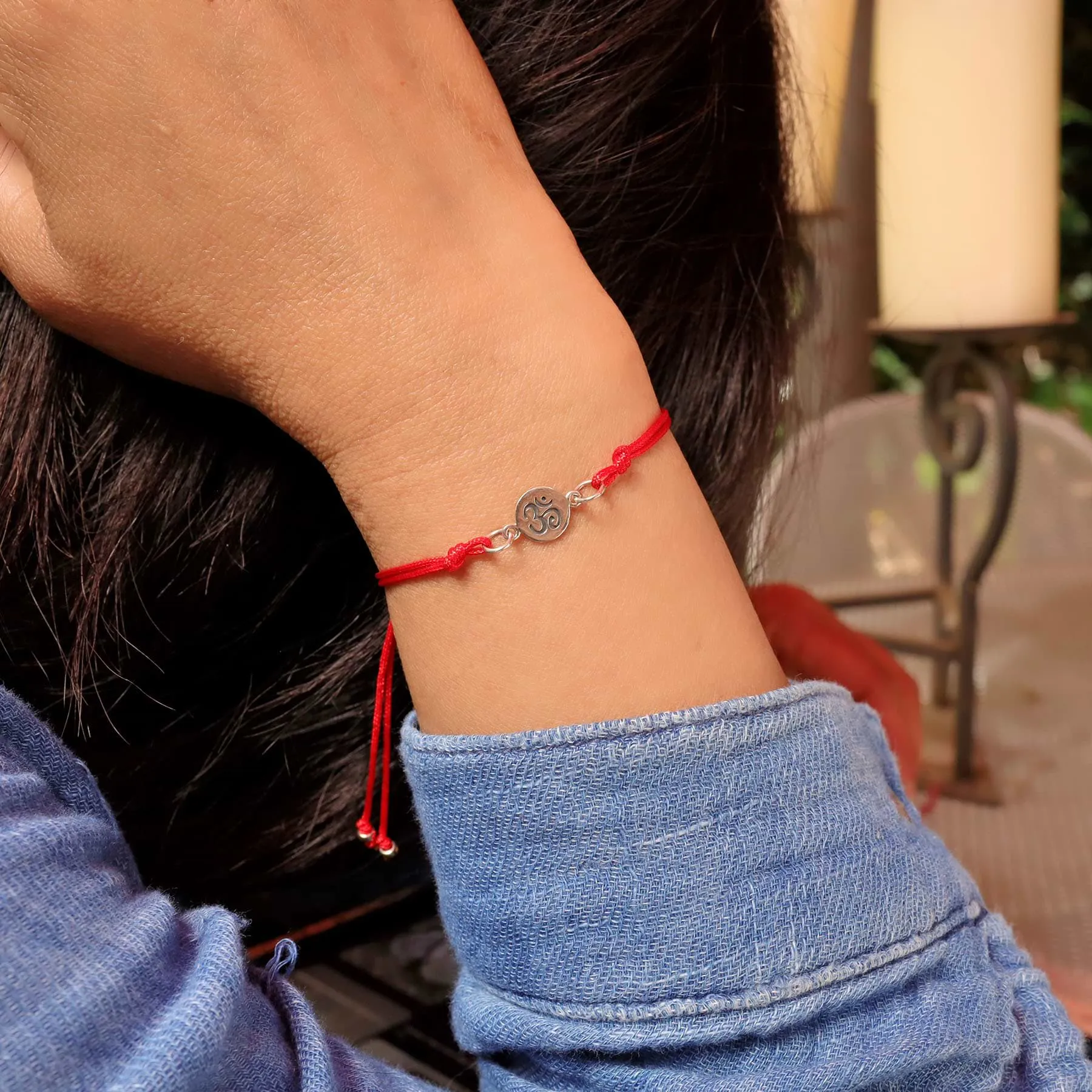 Sterling Silver Om Cord Bracelet