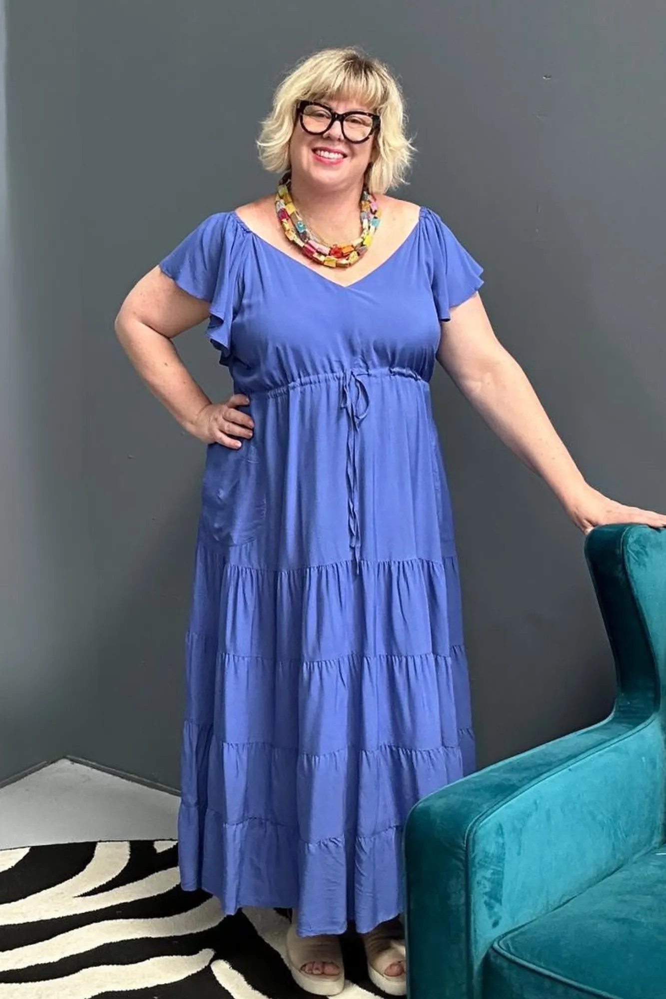 'THEA' Maxi Dress - Cornflour Blue