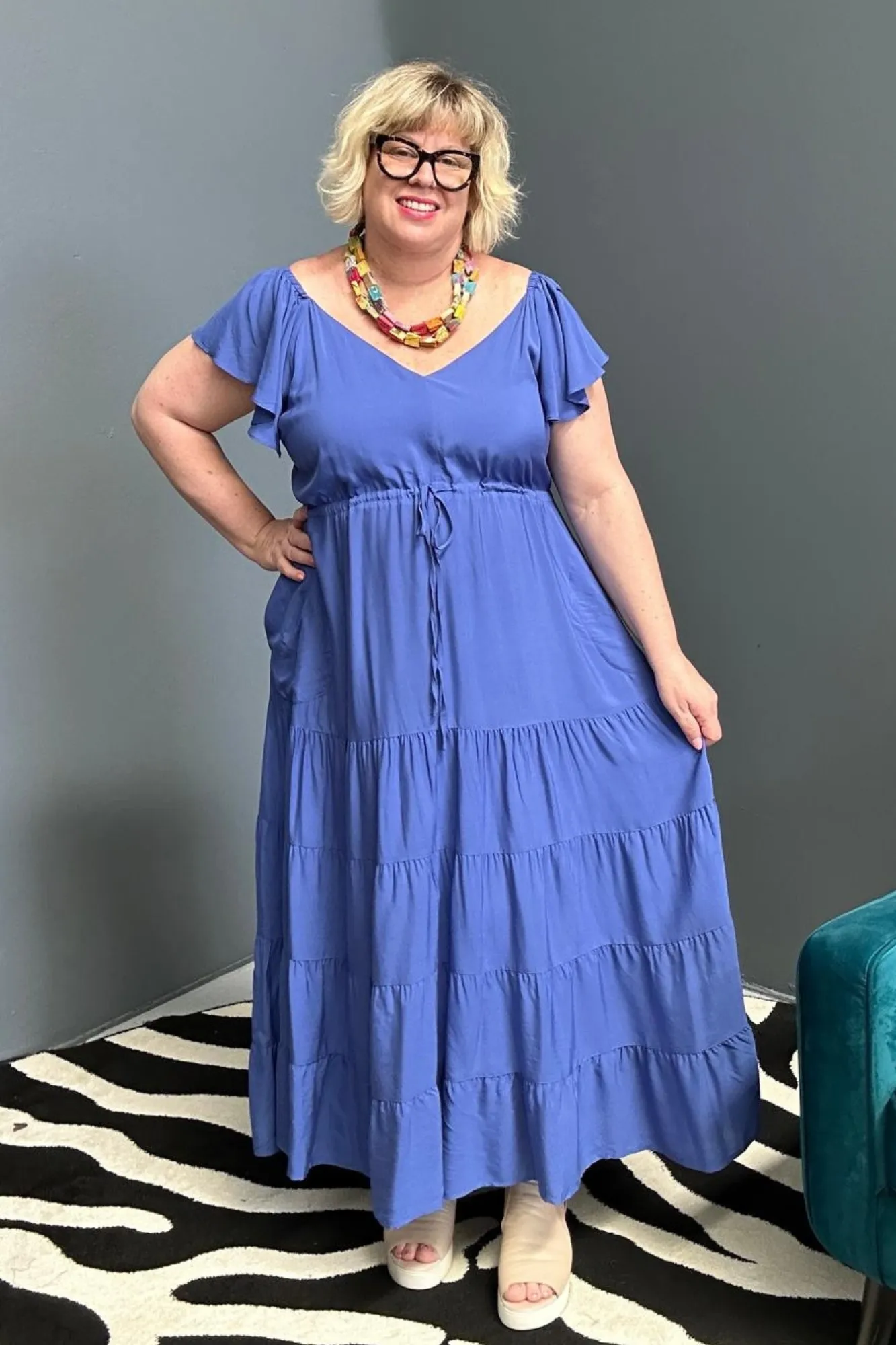 'THEA' Maxi Dress - Cornflour Blue