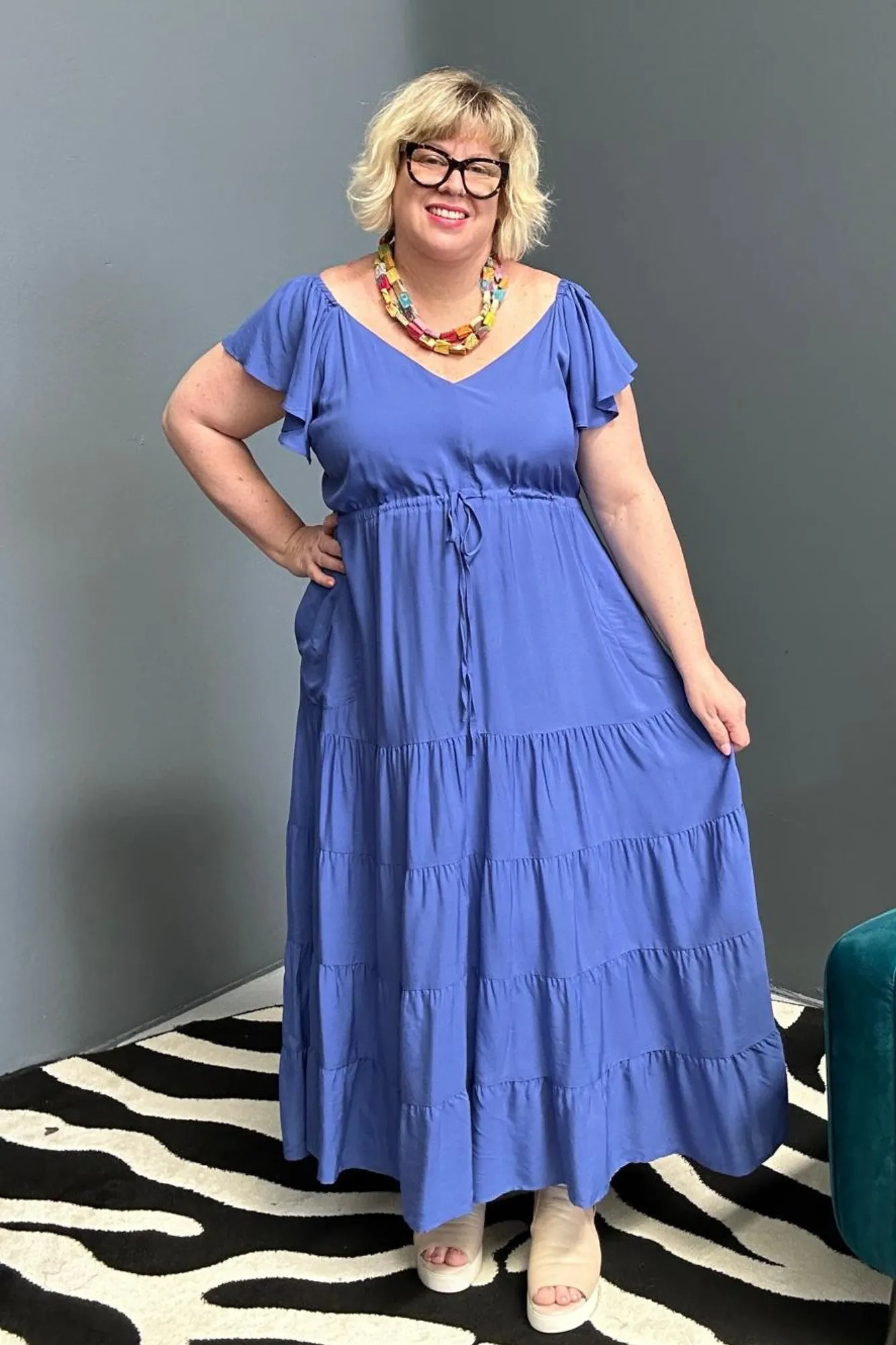 'THEA' Maxi Dress - Cornflour Blue