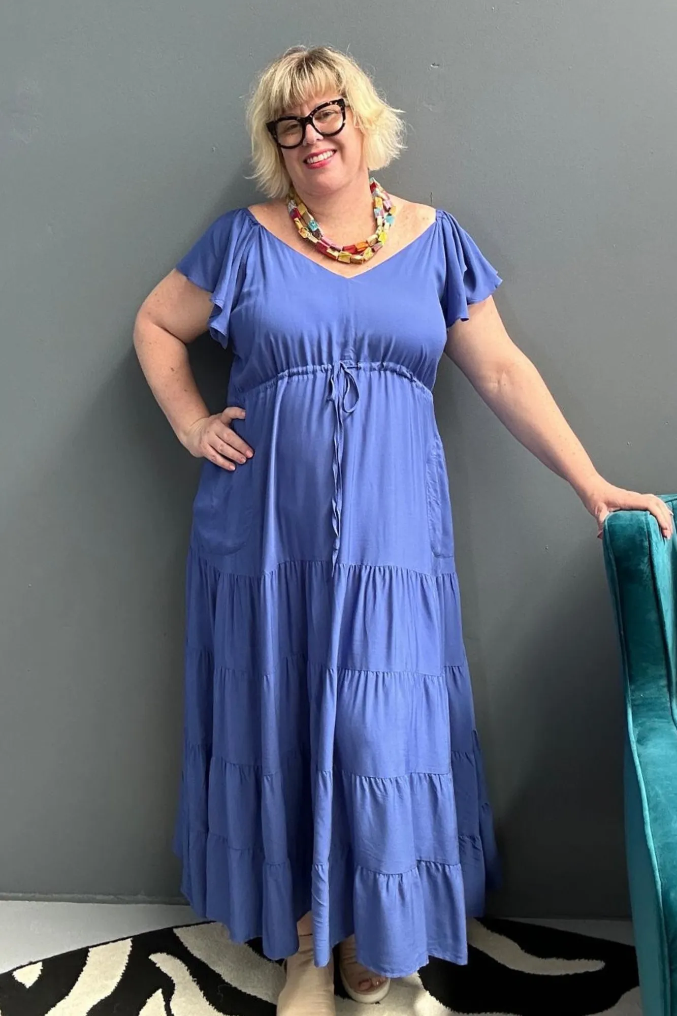 'THEA' Maxi Dress - Cornflour Blue