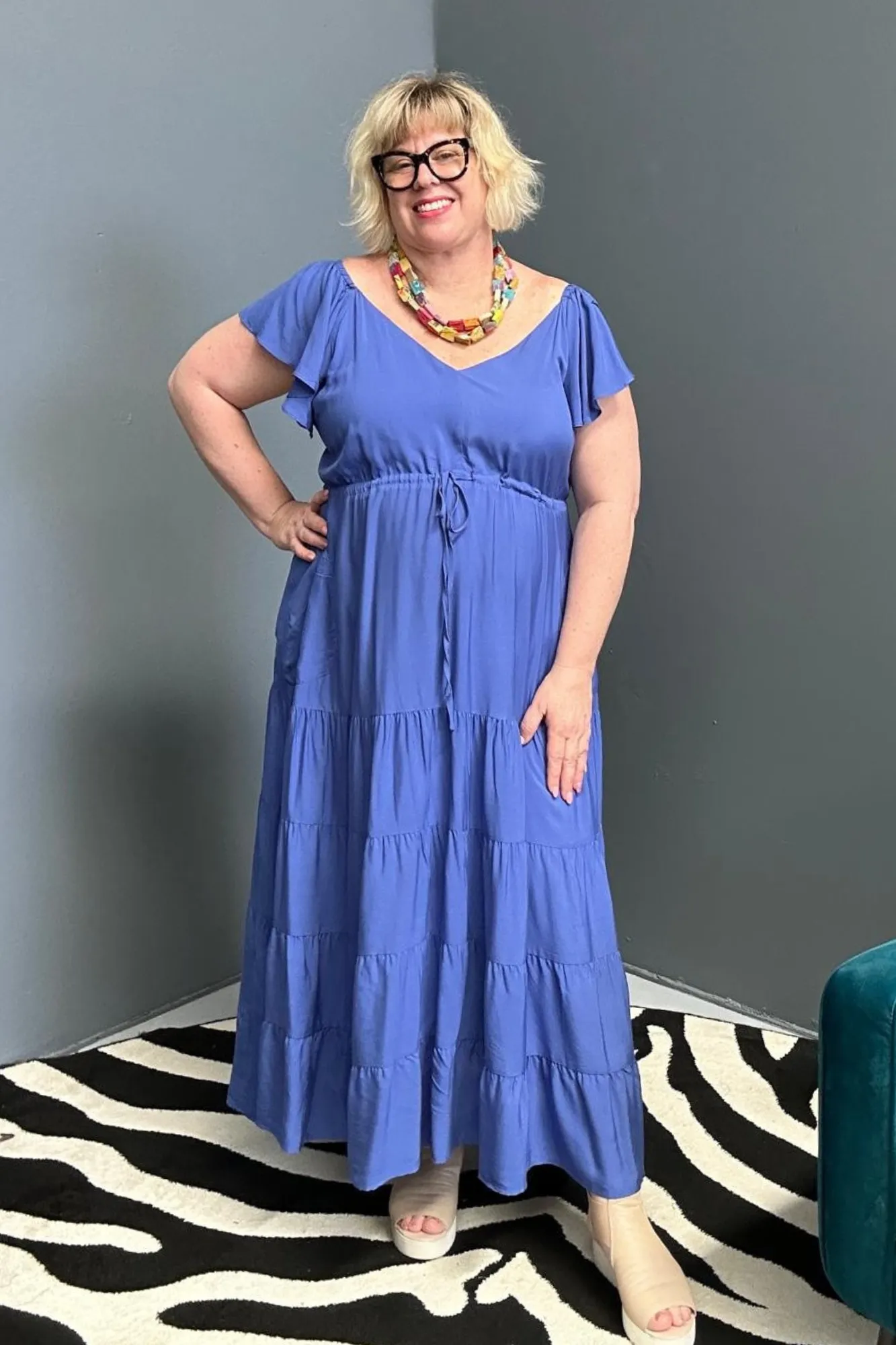 'THEA' Maxi Dress - Cornflour Blue