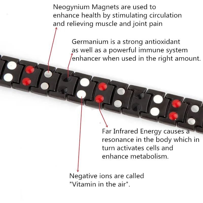 Titanium Extra Wide And Long Black Magnetic Bracelet