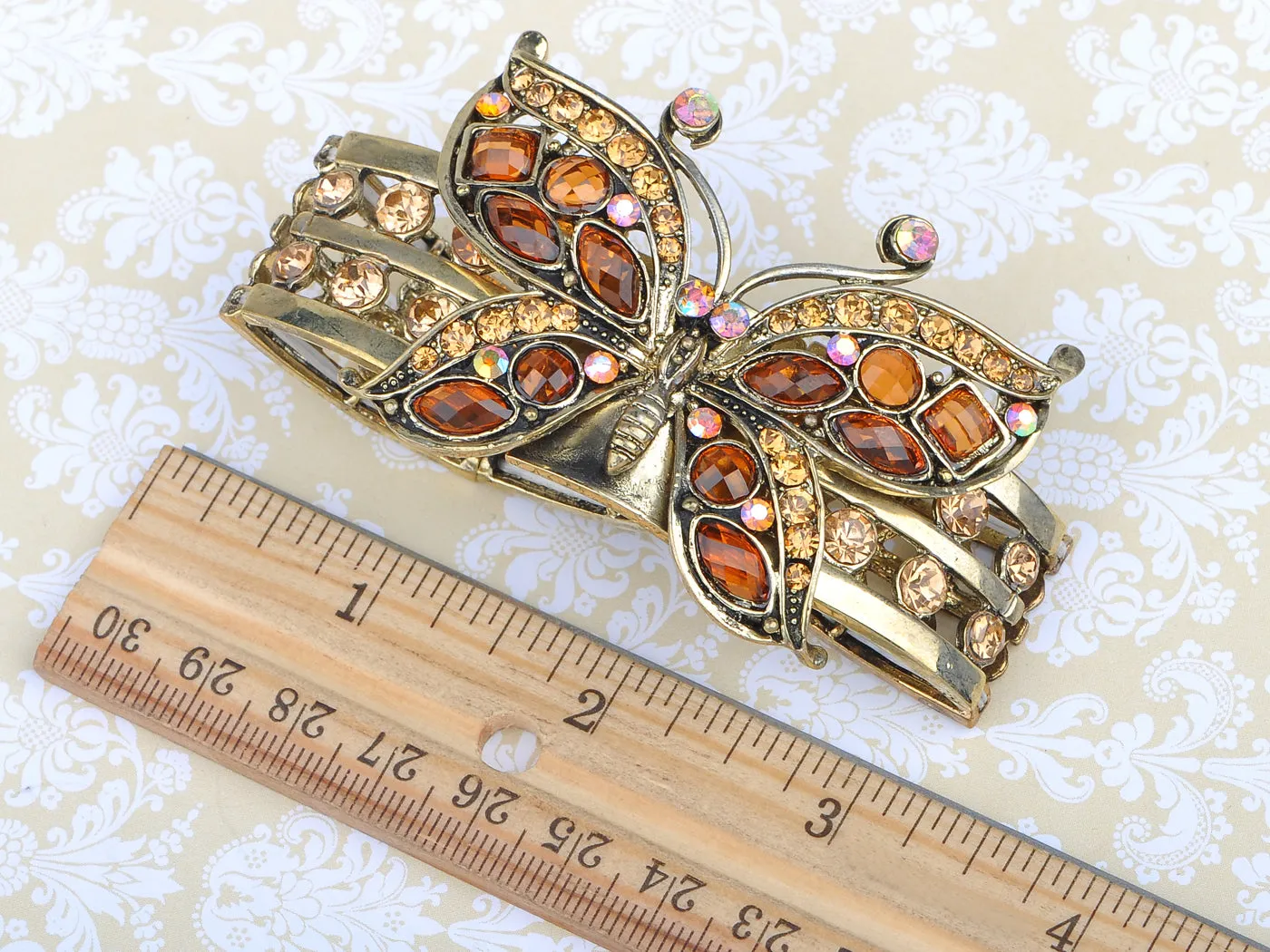 Topaz Colored Gemss Butterfly Wings Bangle Bracelet