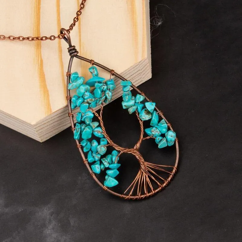 Tree of Life Crystal Droplet Necklace