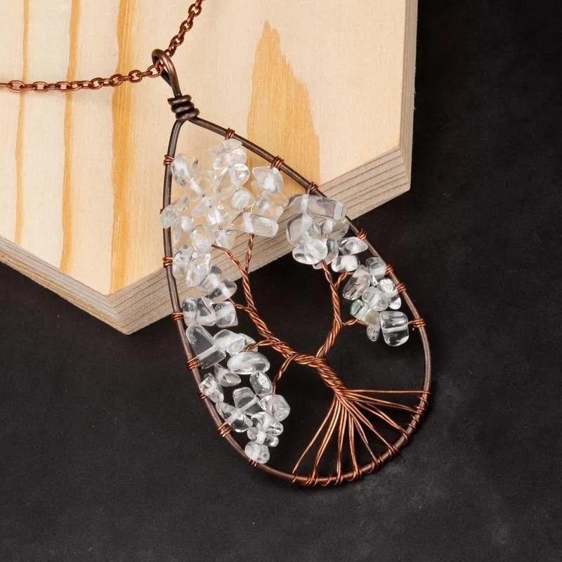 Tree of Life Crystal Droplet Necklace
