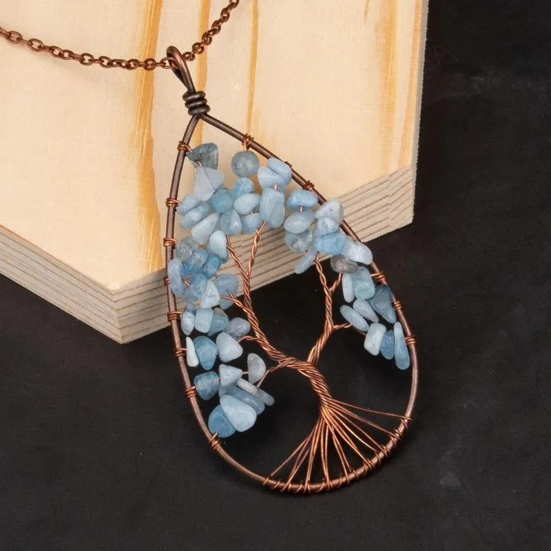 Tree of Life Crystal Droplet Necklace