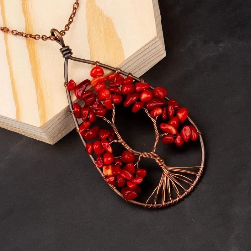 Tree of Life Crystal Droplet Necklace