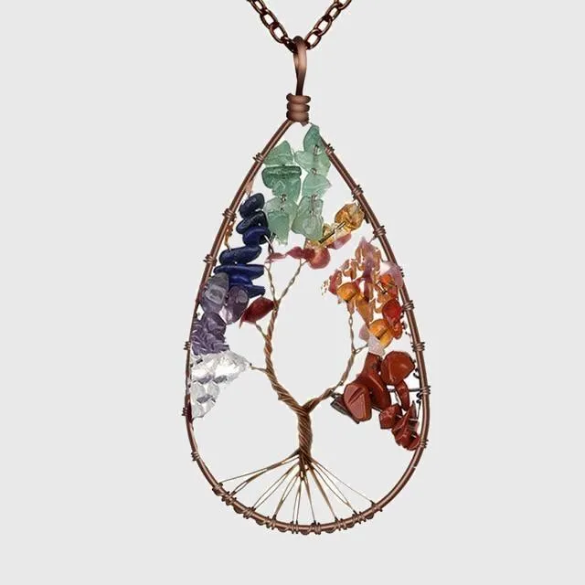Tree of Life Crystal Droplet Necklace