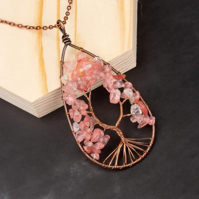 Tree of Life Crystal Droplet Necklace