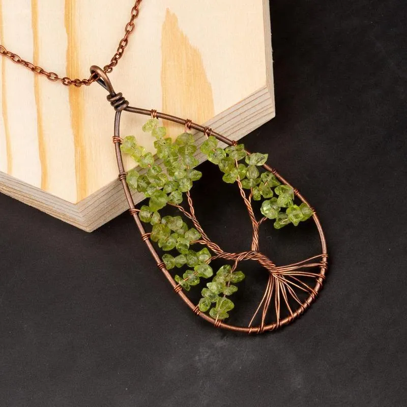 Tree of Life Crystal Droplet Necklace