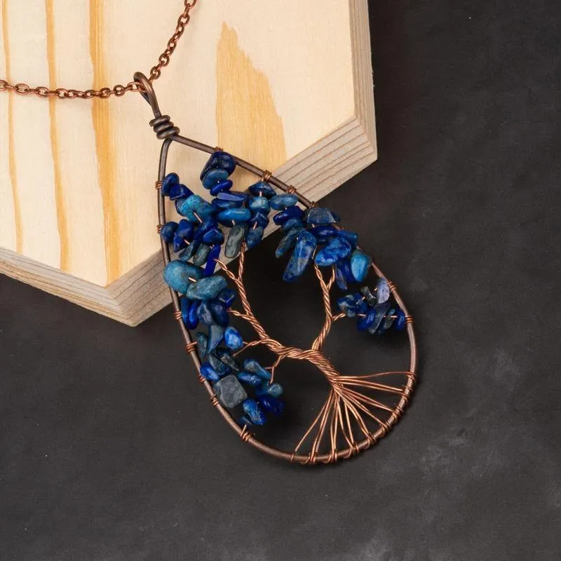 Tree of Life Crystal Droplet Necklace