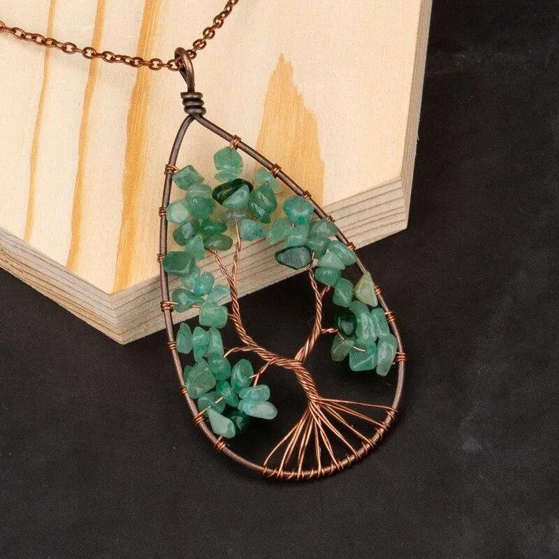Tree of Life Crystal Droplet Necklace