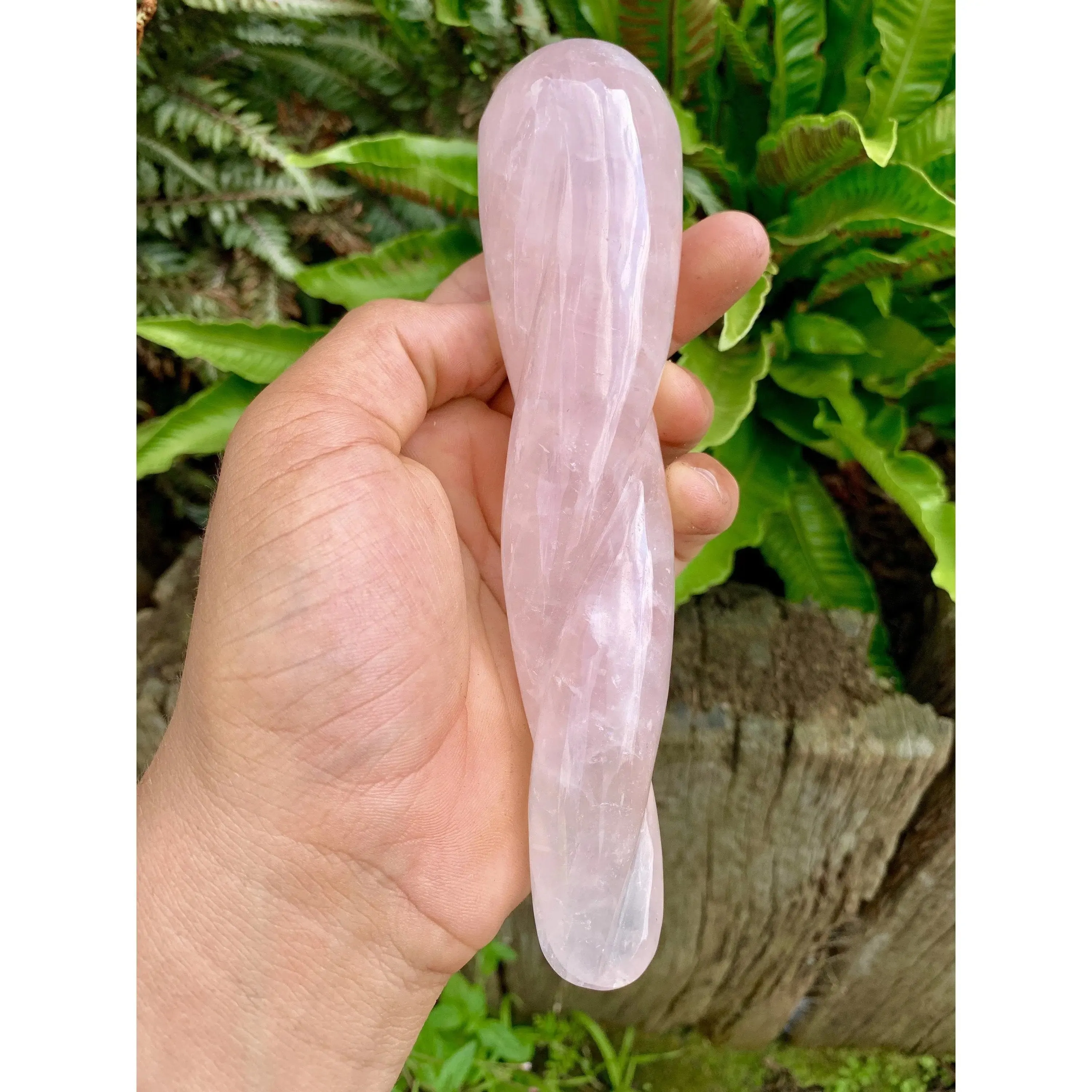 Twisted Rose Quartz Yoni Wand