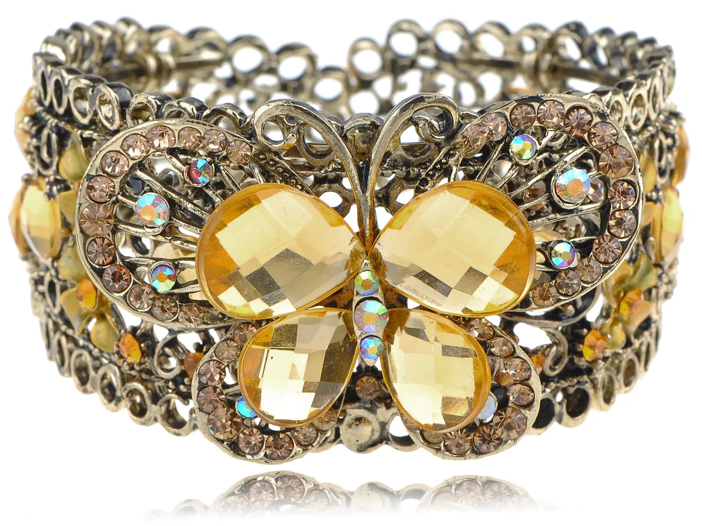 Vintage Topaz Flower Butterfly Bracelet