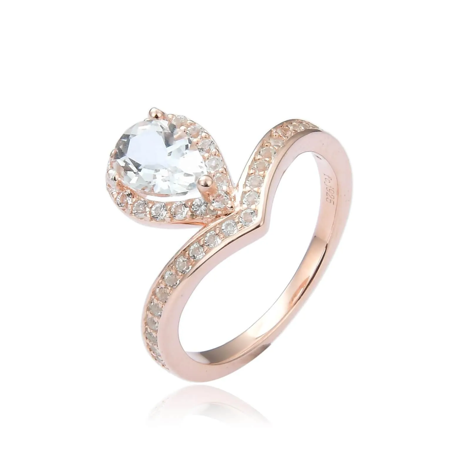 White Topaz Teardrop Ring