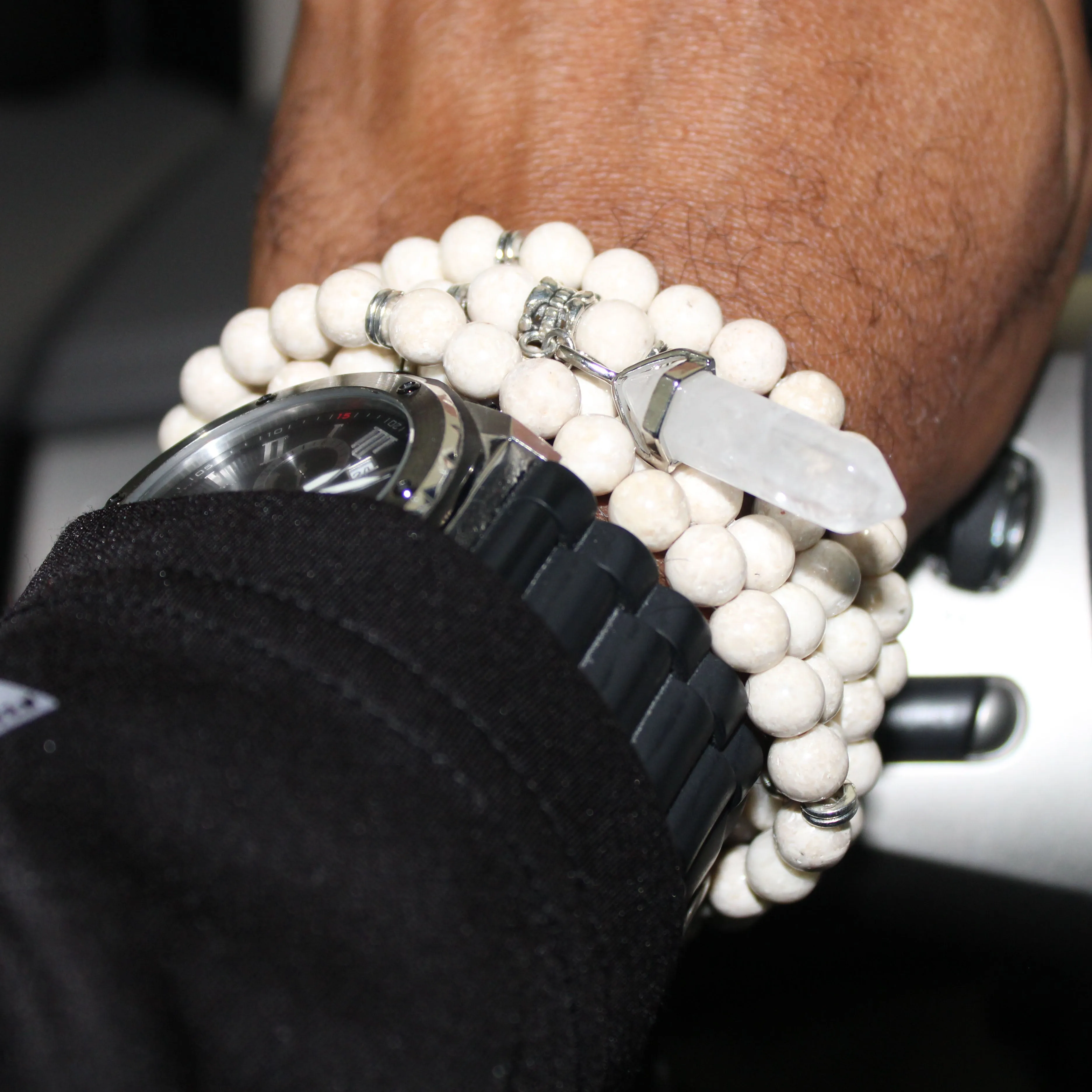 White Turquoise Mala Prayer Beads
