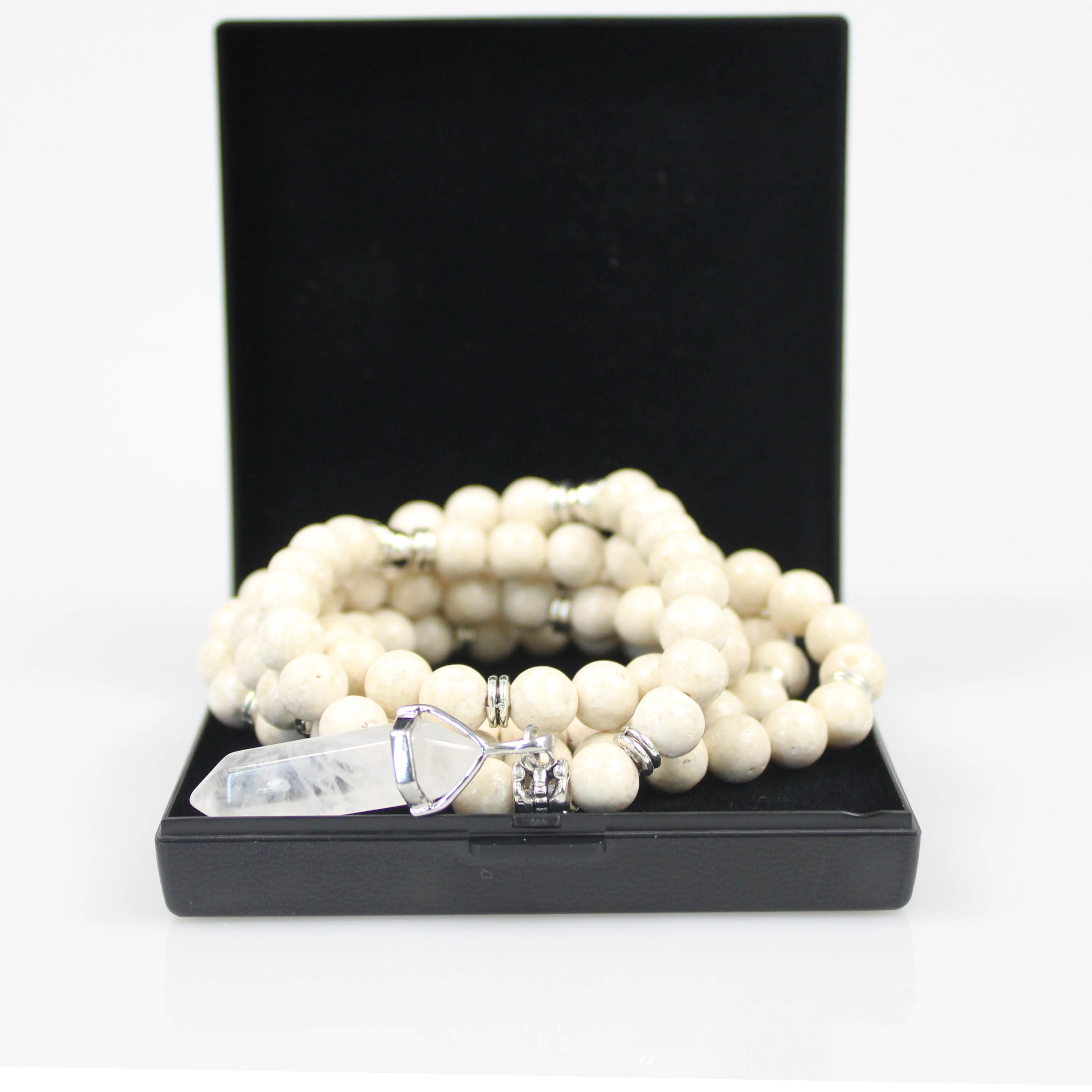 White Turquoise Mala Prayer Beads
