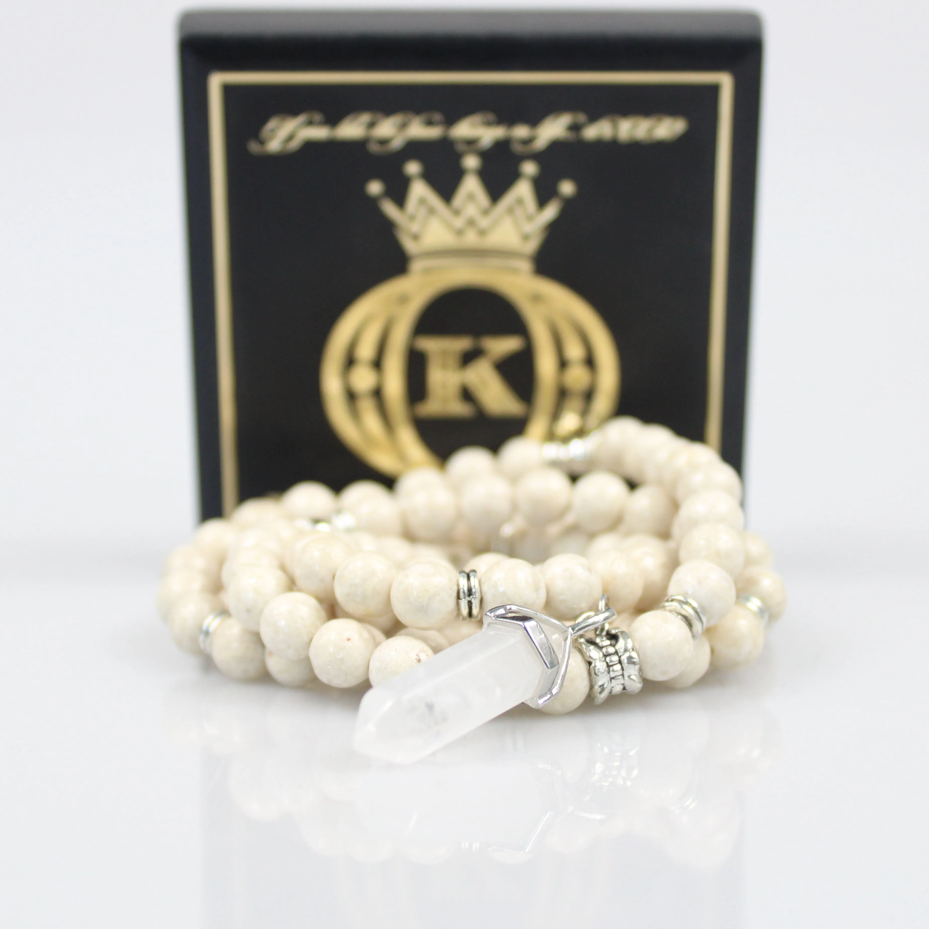 White Turquoise Mala Prayer Beads