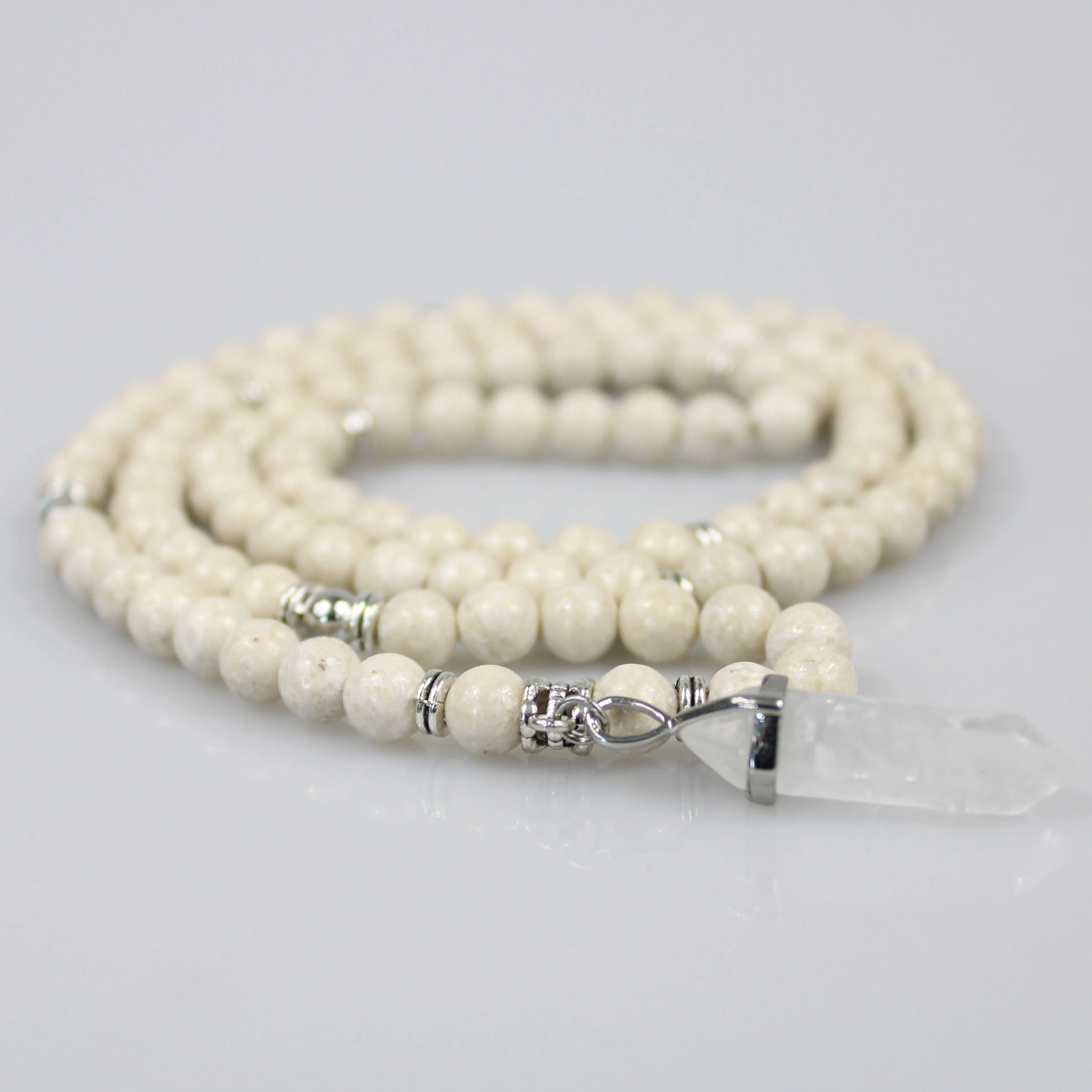 White Turquoise Mala Prayer Beads
