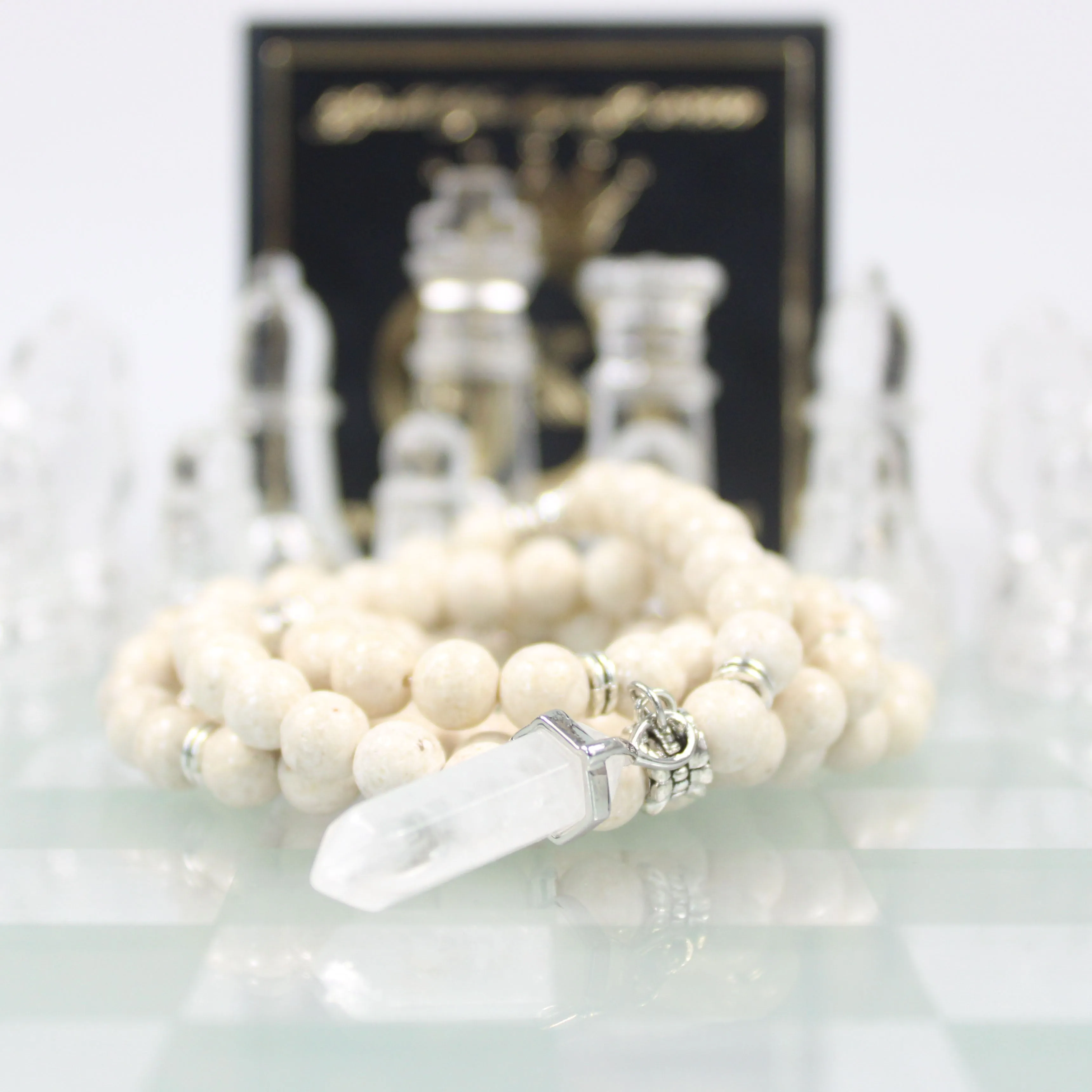 White Turquoise Mala Prayer Beads