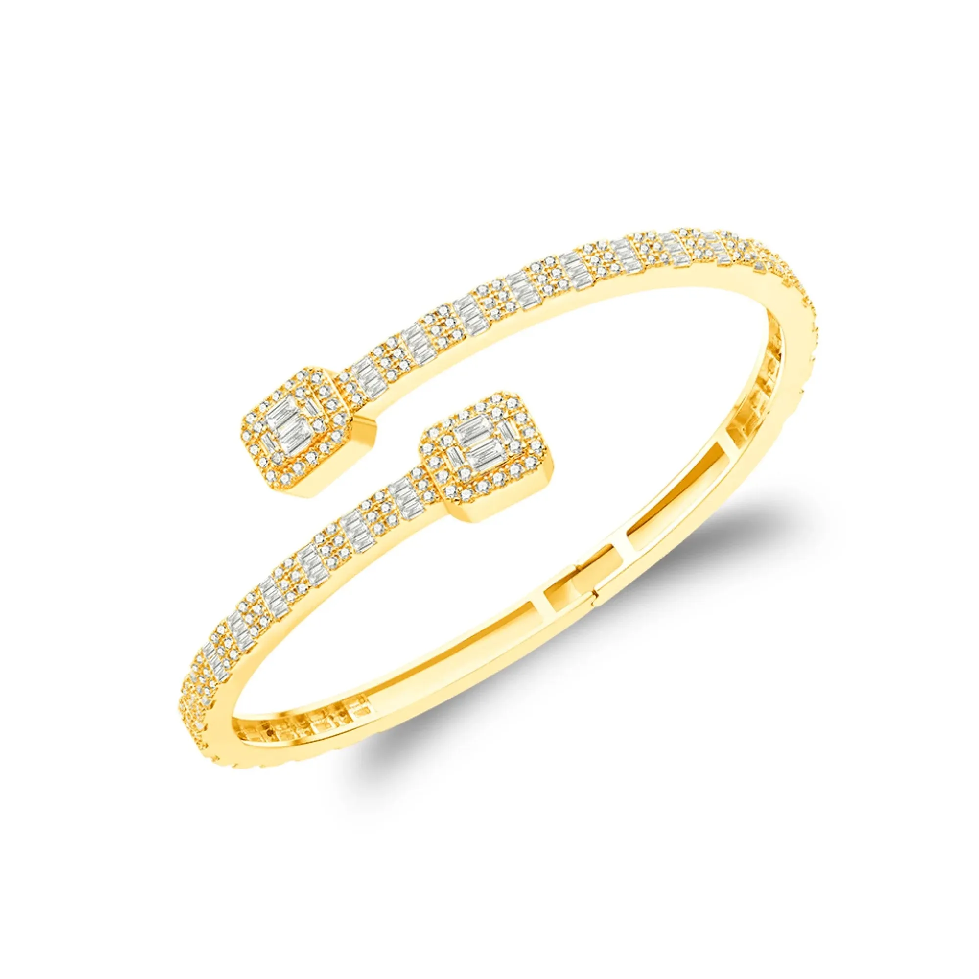 Women MOISSANITE Bracelet Bangle Style 925 Silver 14k Gold Tone